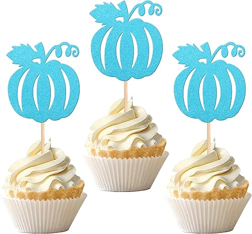 Miniatura 211 de 24 piezas de calabaza Oh Baby Cupcake Toppers Glitter Heart Feet Baby Shower Cupcake Picks para otoño, Acción de Gracias, tema de otoño, baby