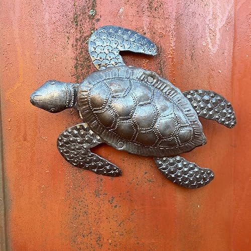 Miniatura 4 de Tortugas marinas, arte metálico de playa, juego de 2, figuras náuticas para colgar en la pared, decoración del hogar, animales marinos bajo el mar,
