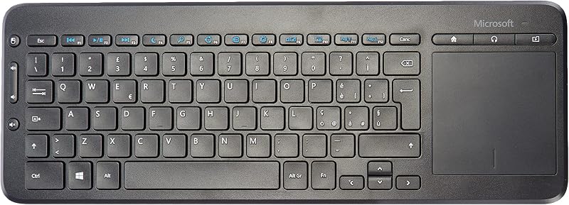 Microsoft All-in-One Media Keyboard - Vezeték nélküli multimédiás billentyűzet beépített touchpaddel, QWERTY kiosztás, fekete