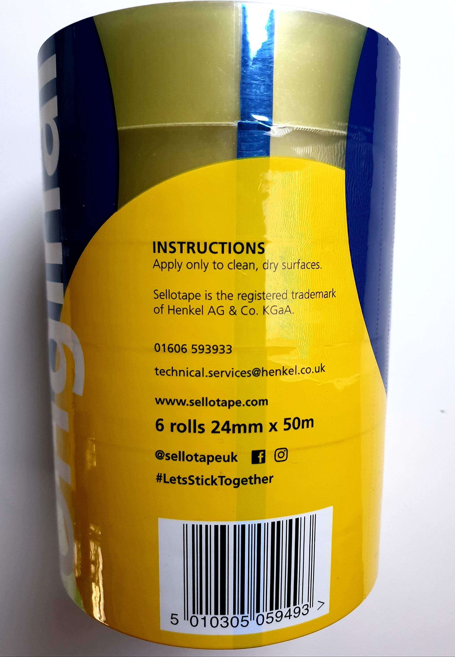 Sellotape Golden Tape – Lot De 6 Rouleaux Ruban Adhésif Transparent 24 Mm × 50 M – Extra Collant & Facile à Déchirer