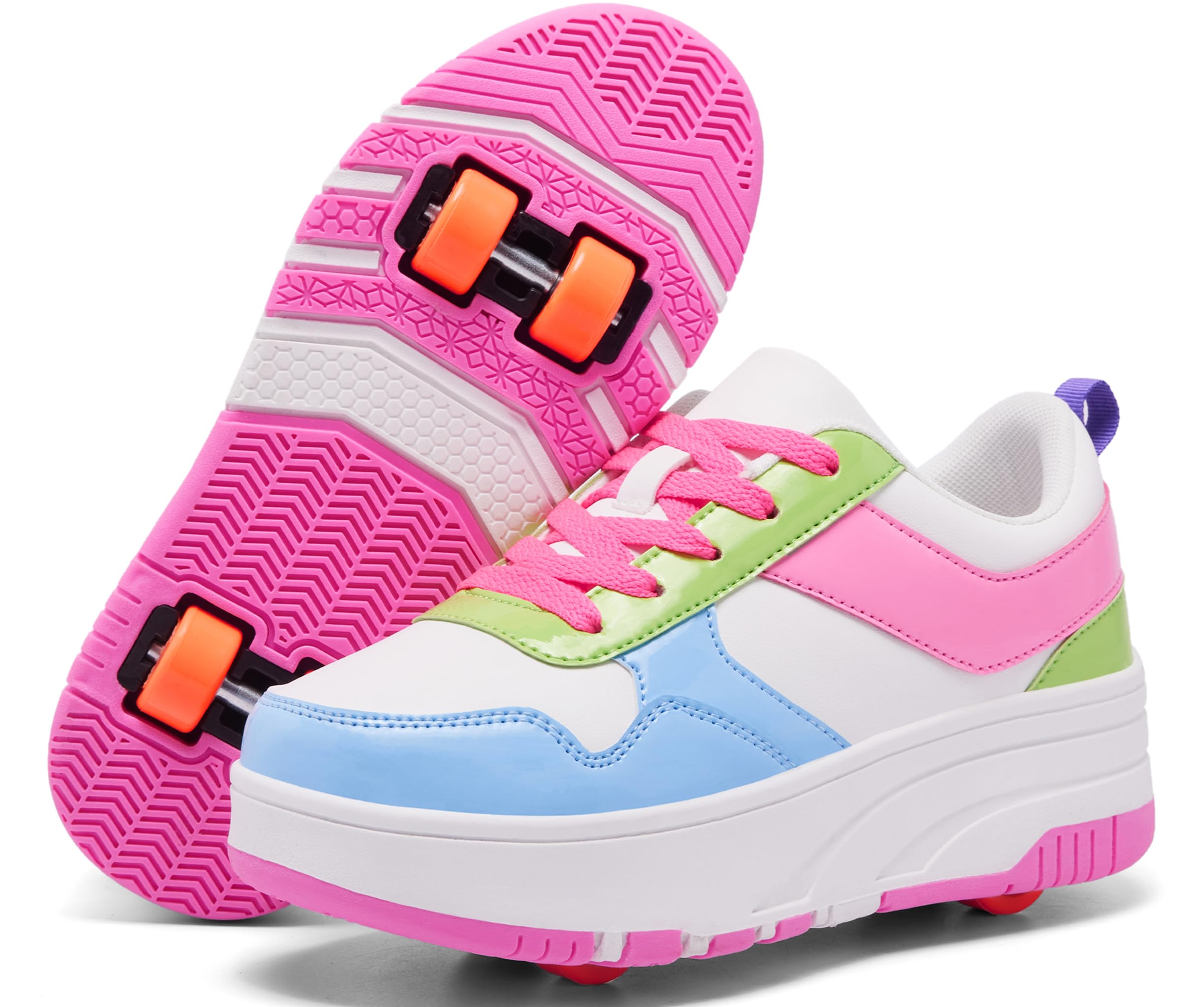 ANEFUN Ragazzi Ragazze Scarpe con Ruote Pattini Pattinaggio Bambini Pattini a Rotella Scarpe con 4 Ruote Rimovibili Comfort Sport Outdoor per Bambini