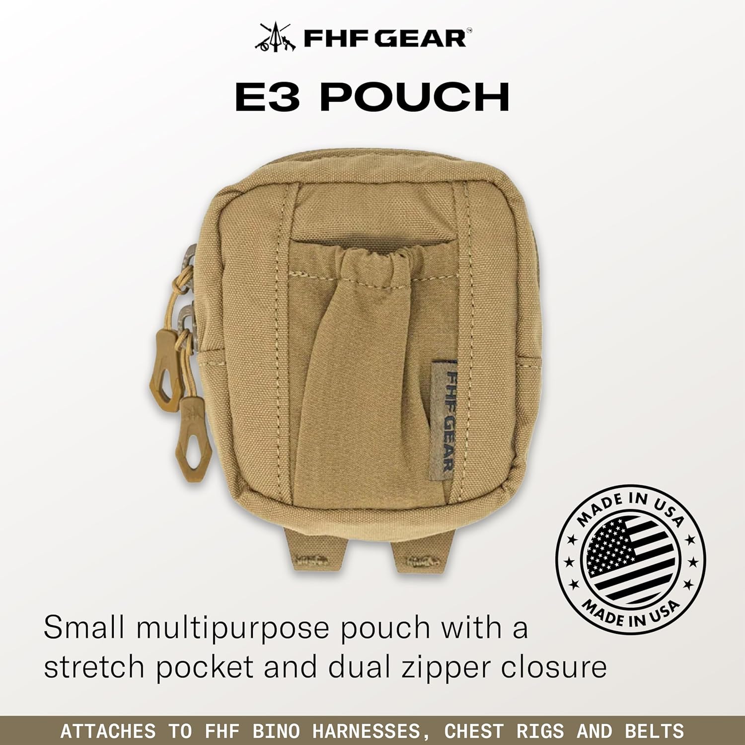 FHF Gear E3 Pouch – Multipurpose MOLLE Accessory Pouch for Bino Harnesses, Chest Rigs & Hip Belts