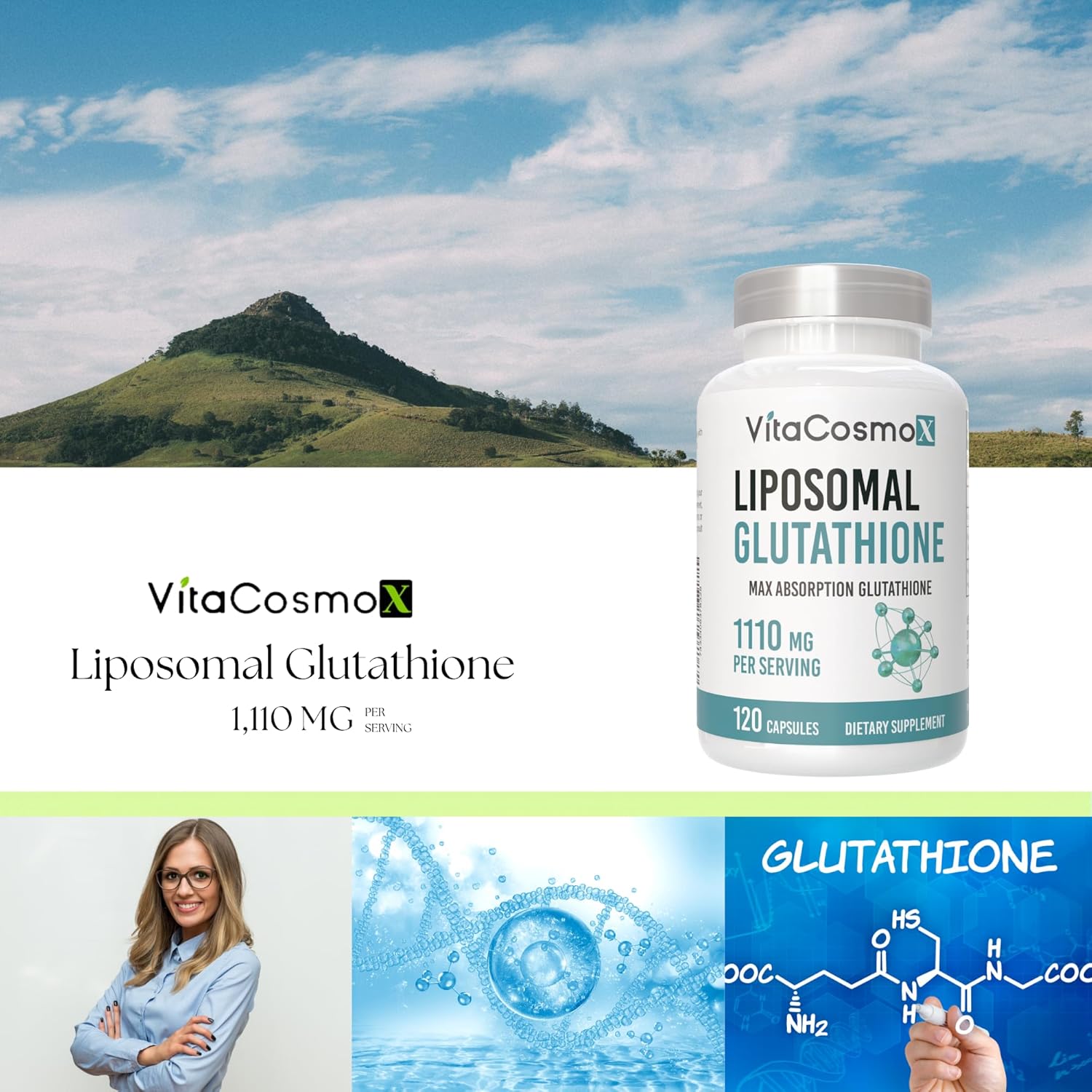 Liposomal Glutathione, 1110 mg, 120 Capsules, Vegan 100% Vegetarian, Non-GMO & Gluten Free - Image 5