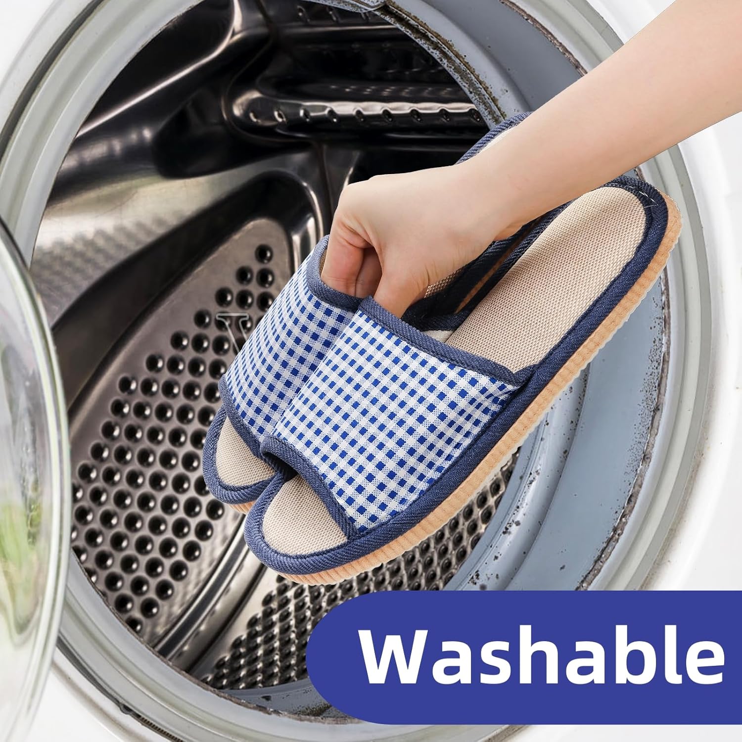 10 Pairs Washable House Slippers for Guests, Disposable Indoor Slipper with Thick Sole, Non Slip Open Toe Slipper, Spa Slipper Bulk for Home, Hotel, Bedroom, Travel, Unisex Universal Size - Image 4