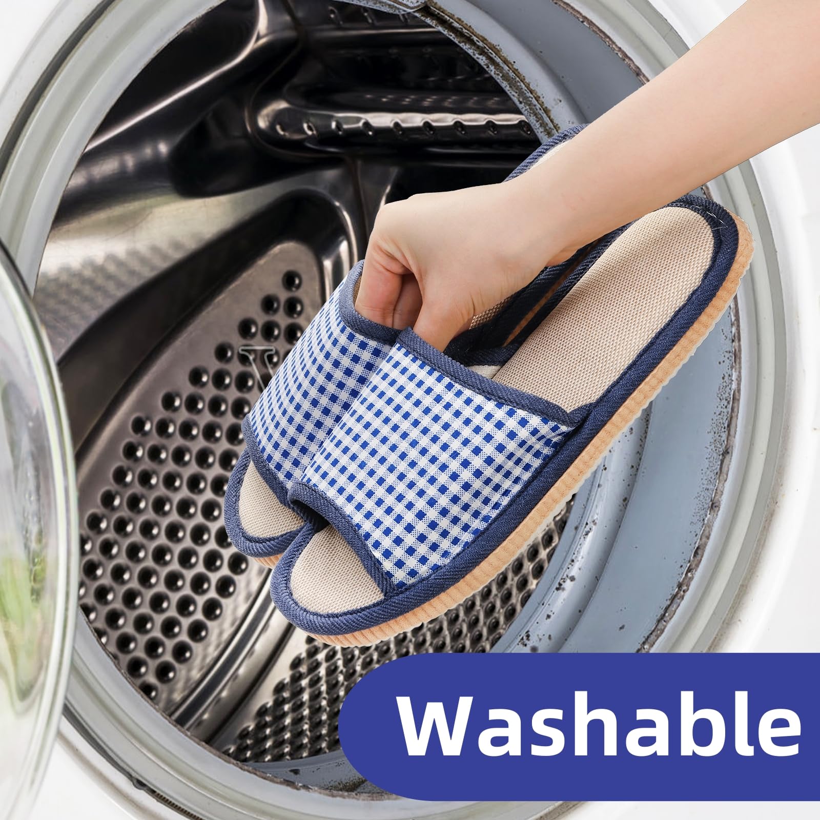 Eorbow Washable Guest House Slippers, Open Toe Non-Slip Spa Slippers, 10 Pairs