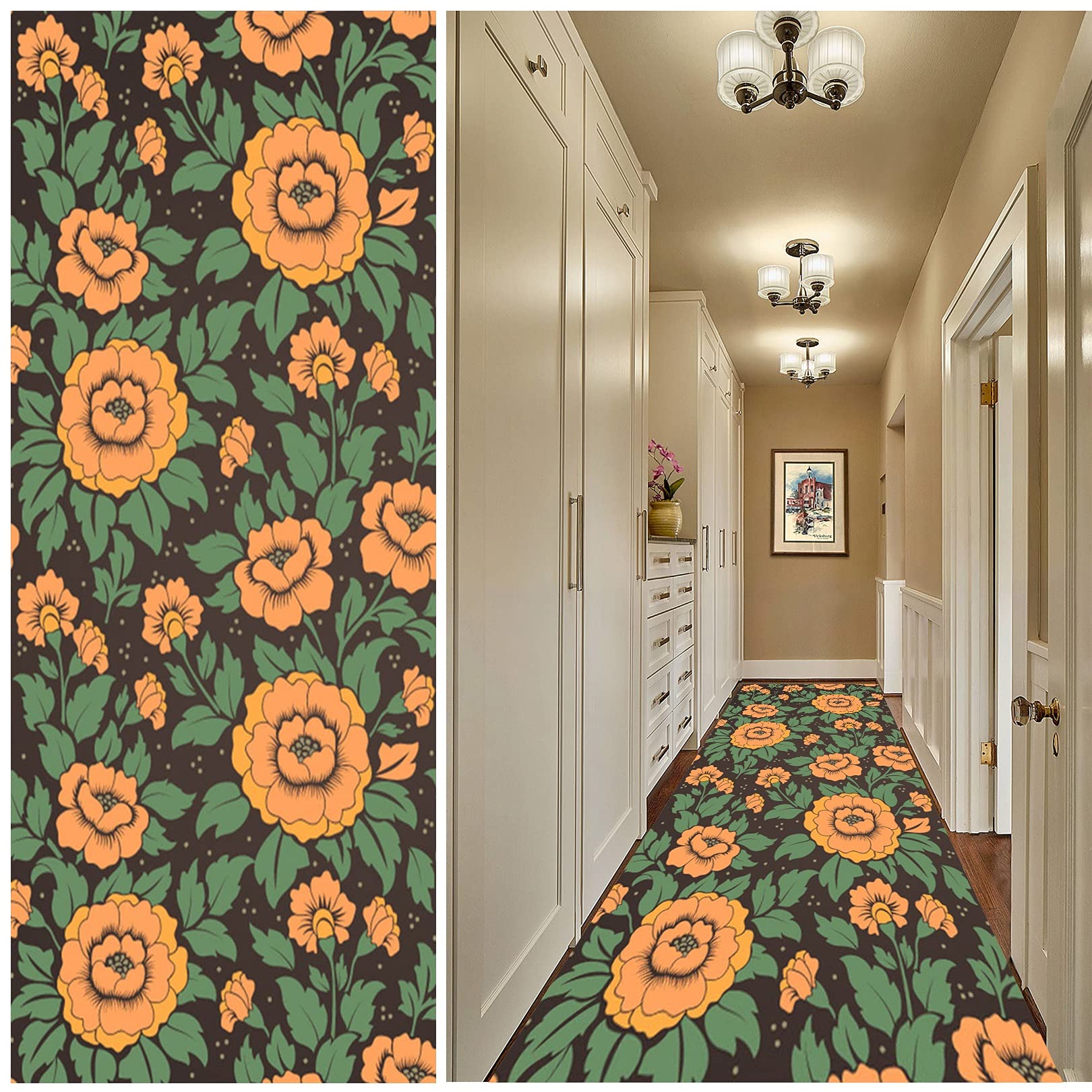 Alfombra Vinílica 90x150cm Alfombra Rizada Fácil de cuidar Tamaños Personalizable para Pasillo Baño Grandes Cocina Pasaje, E