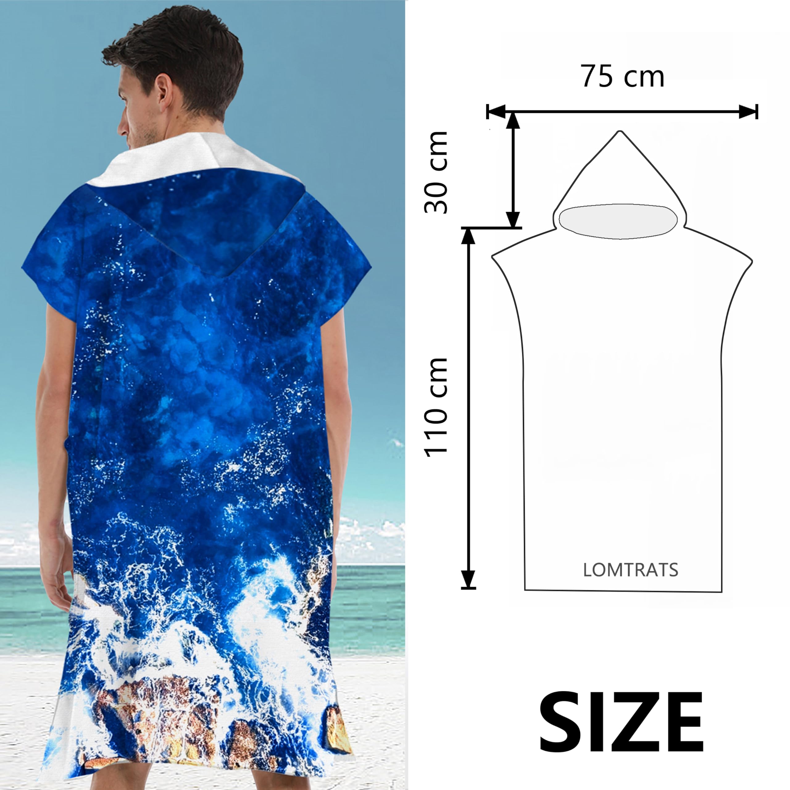 LOMTRATS Quick-drying Surf Poncho, Changing Towel, Bathrobe - Image 3