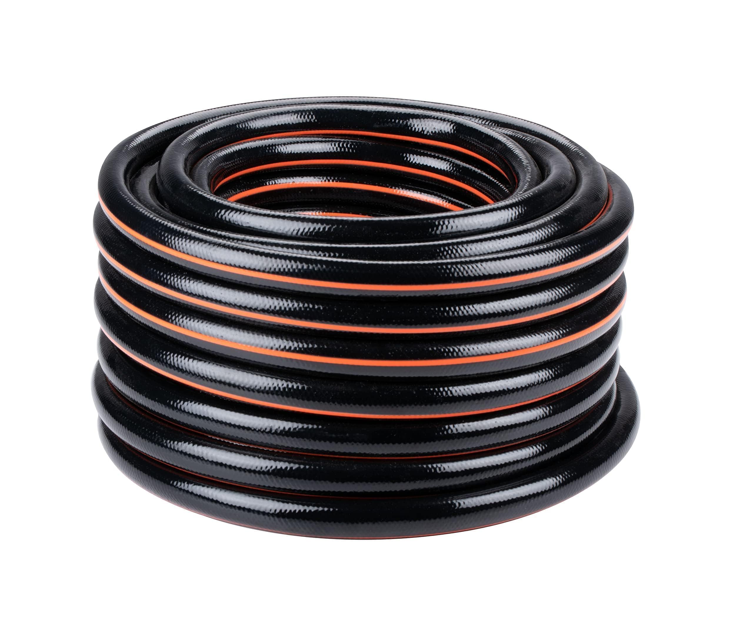 BLACK+​DECKER Tubo da giardino, 15 metri, diametro 19 mm, resistente PVC, irrigazione da giardino, lavaggio auto, riempimento piscina, adatto per ogni rubinetto standard, colore nero/​arancione
