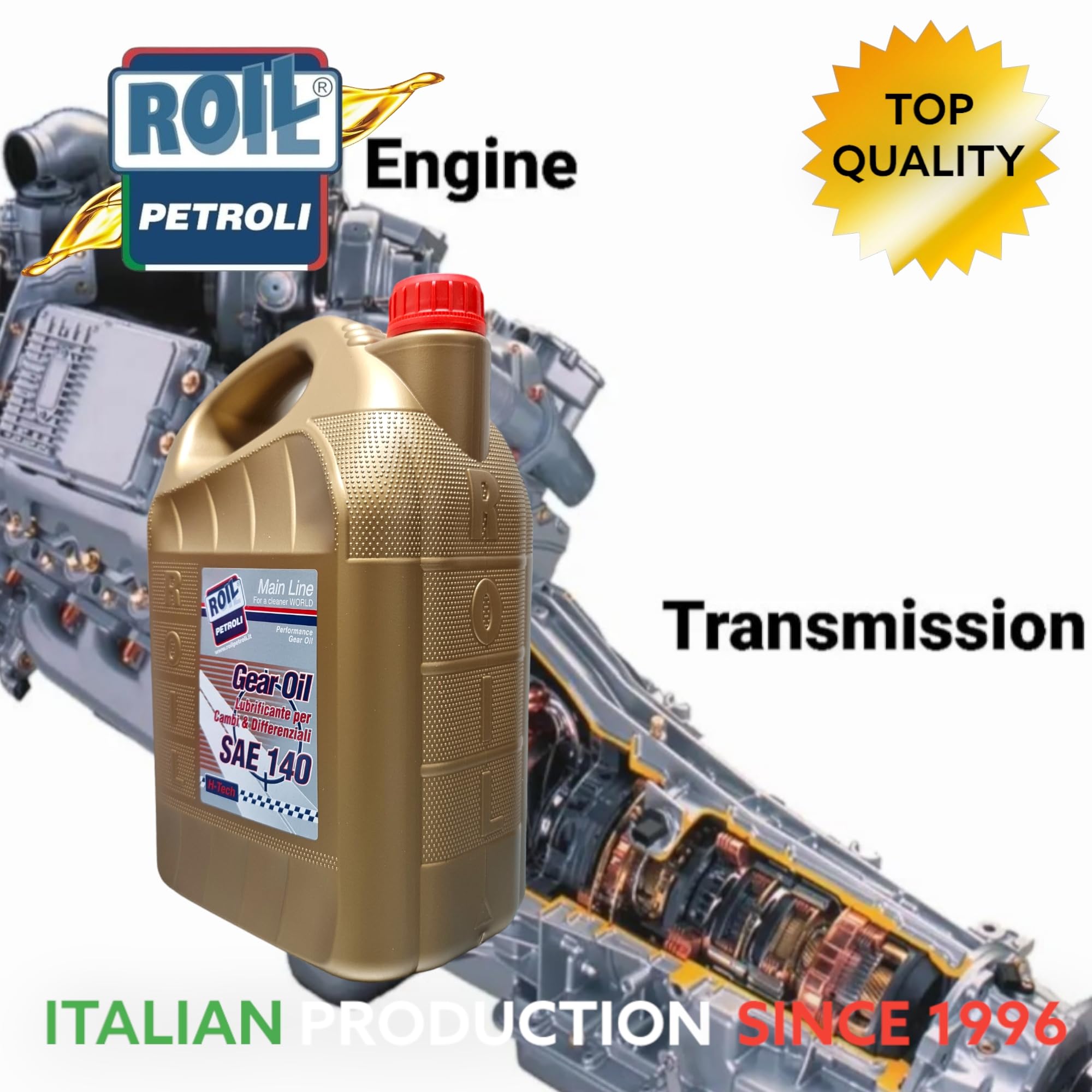 2 Litri di Roil GEAR CD SAE 140 - Olio Minerale per cambi manuali, differenziali, trasmissioni manuali, ingranaggi ipoidi, assali