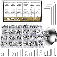 Vista 27 de Juego surtido de 382 piezas de tornillos de cabeza de botón M4 x 5/6/8/10/12/16/20mm, tuercas y arandelas, acero inoxidable 304, rosca totalmente