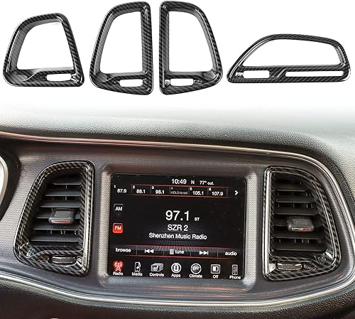 Voodonala para Consolas Centrales de Fibra de Carbono ABS Challenger, Recorte de Cubierta de Salida de Aire Acondicionado para 2015-2023+ Dodge