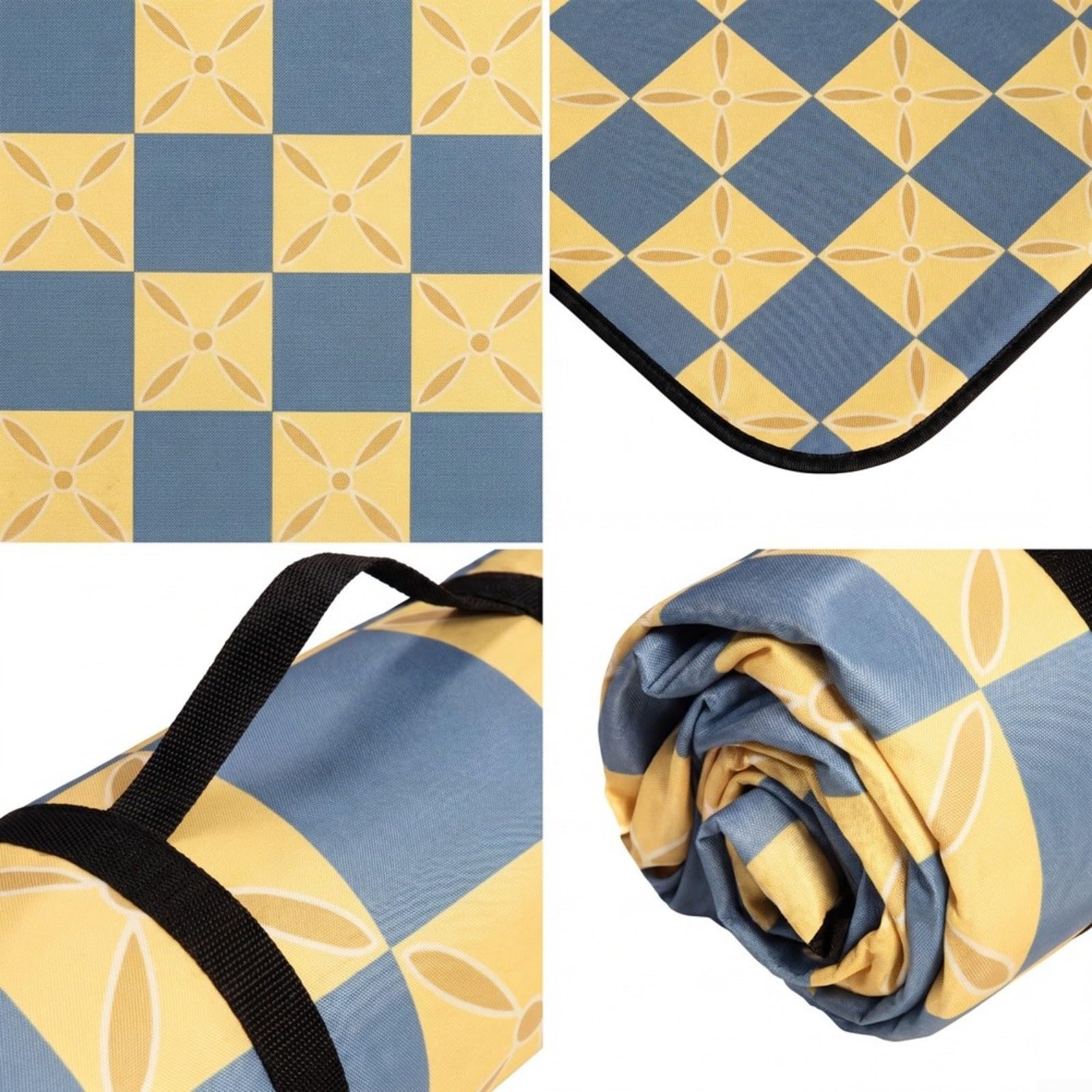 Couverture de pique-nique portable 200 x 200 cm, imperméable, tapis de sol épais pour parc et plage (noir)