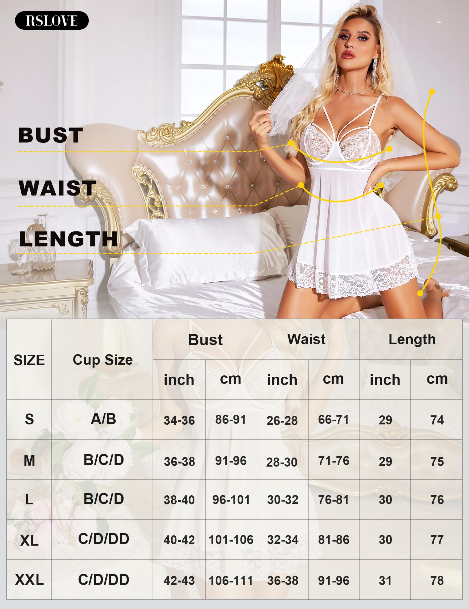Lencería Sexy de Encaje Babydoll - Camisón de Dormir para Mujer con Tanga 2 Piezas Camisones para Mujer Vestido Sexy Ropa de Dormir
