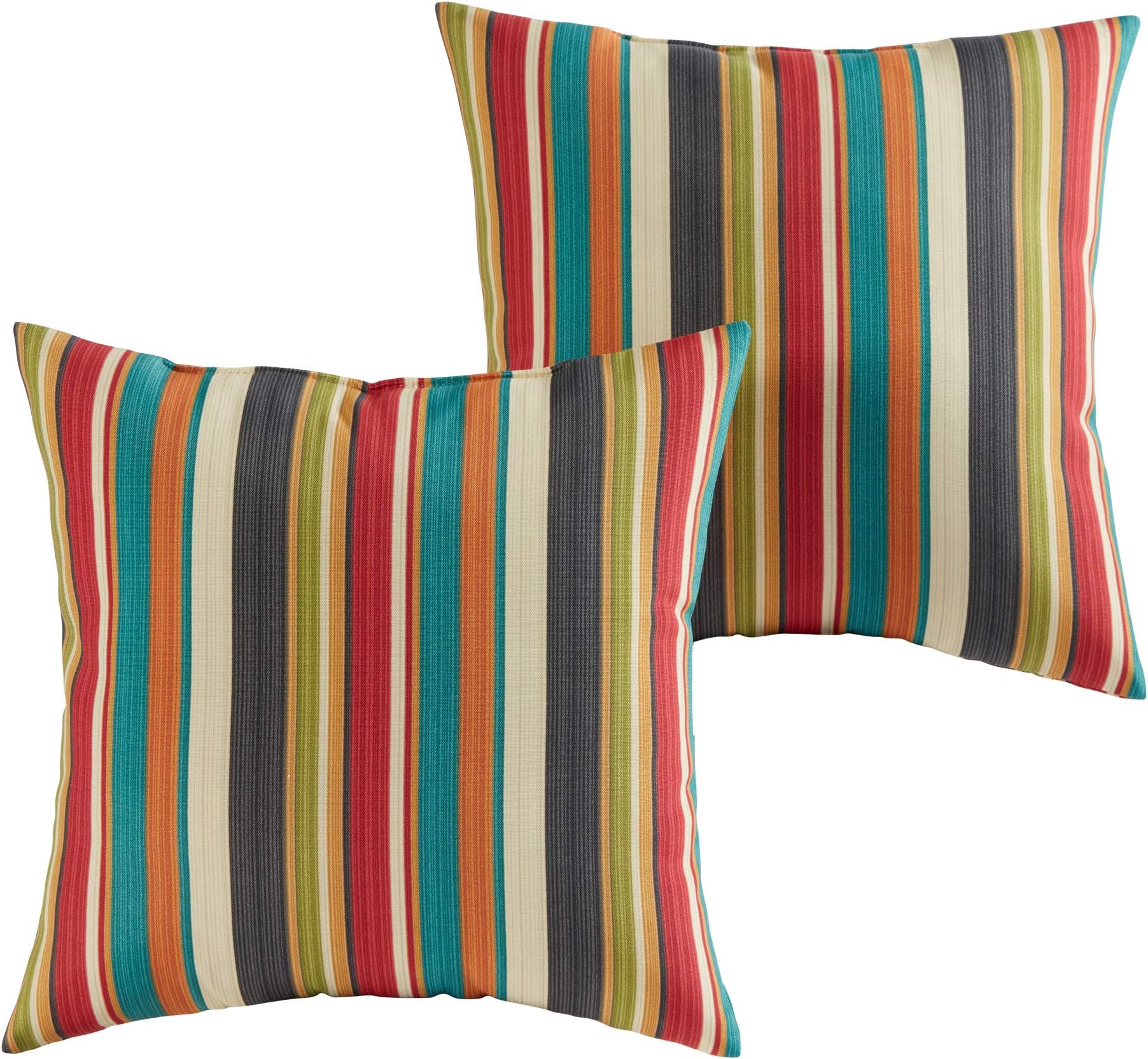 Outdoor 17-inch Square Decorative Throw Pillow, 2-Pack, Adobe Stripe