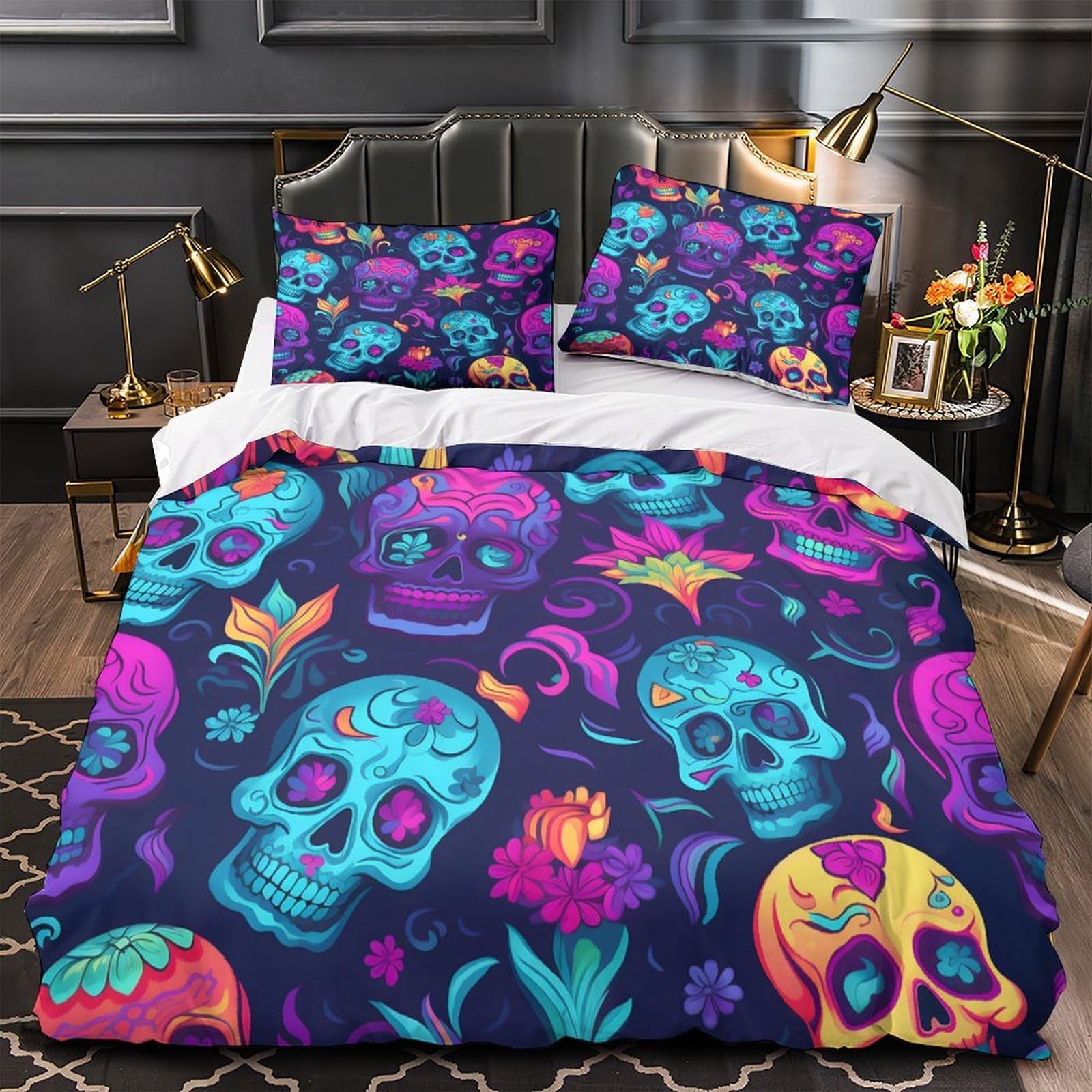 Parure de lit microfibre hypoallergénique 260x220cm avec fermeture éclair