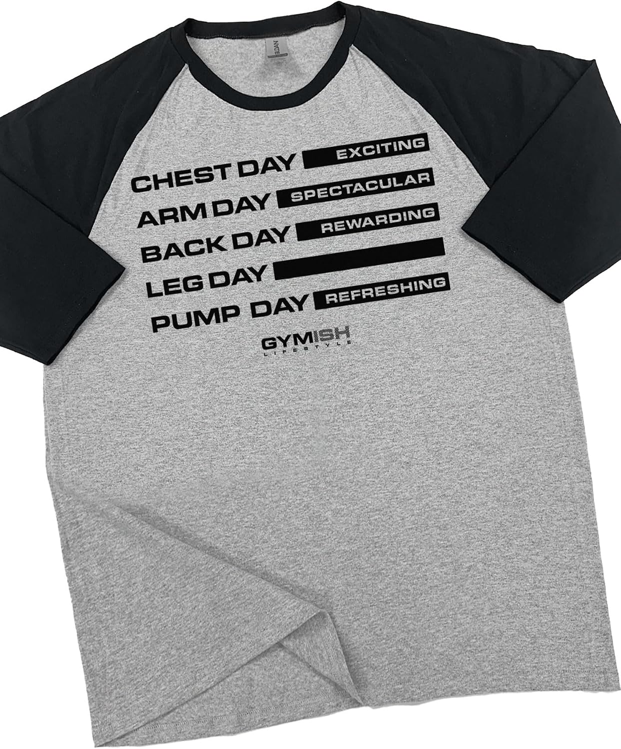Gymish Lifestyle Gym Days Raglan Workout Athletic T-Shirts for Men 3/4 Sleeve Body Building Shirt