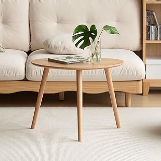 YESWOOD Massivholz Beistelltisch, Couchtische aus Eiche, Ovaler Beistelltisch mit Naturholzbeinen, Kieselsteinform für Wohnzimmer und Balkon, Sofatisch modern, Natur, 44,5T x 65B x 50H cm