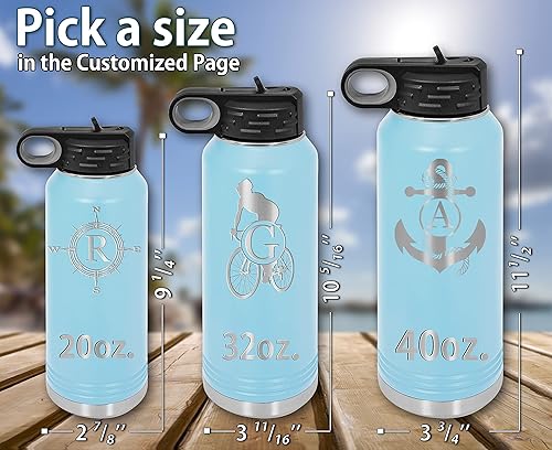 Miniatura 2 de Polar Camel - Botellas de agua personalizadas con tapa abatible y pajilla, termo deportivo personalizado de acero inoxidable con monograma