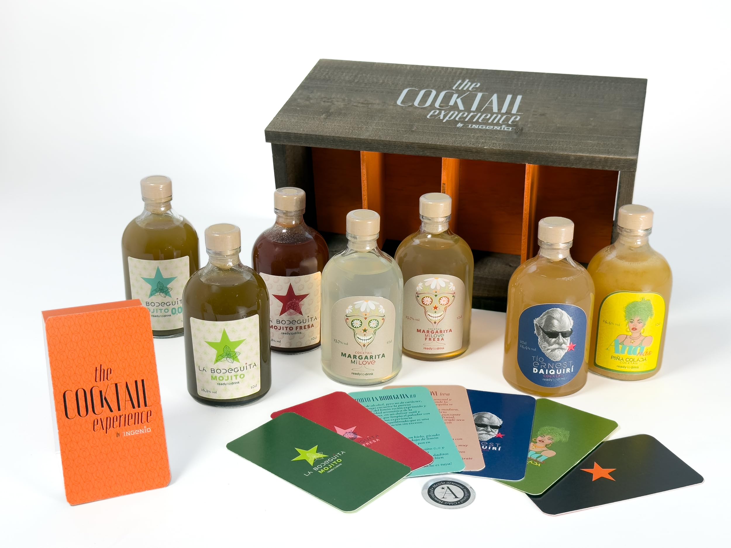 Pack Degustación de Cocktails Premium – Mojito, Margarita, Daiquiri y Piña Colada – Selección Gourmet Lista para Servir – Pack Regalo 7 x 10 cl.