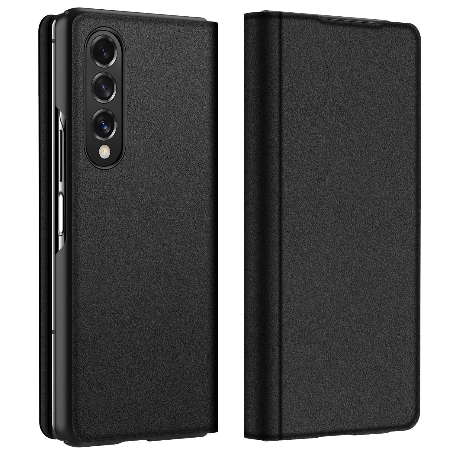 EACHO Samsung fold 3 case with Magnet, Galaxy z fold 3 Full Body case, [Wireless Charging Friendly] Ultra-Thin Leather Case Compatible with Samsung Galaxy Z Fold 3 5G 2021-Black