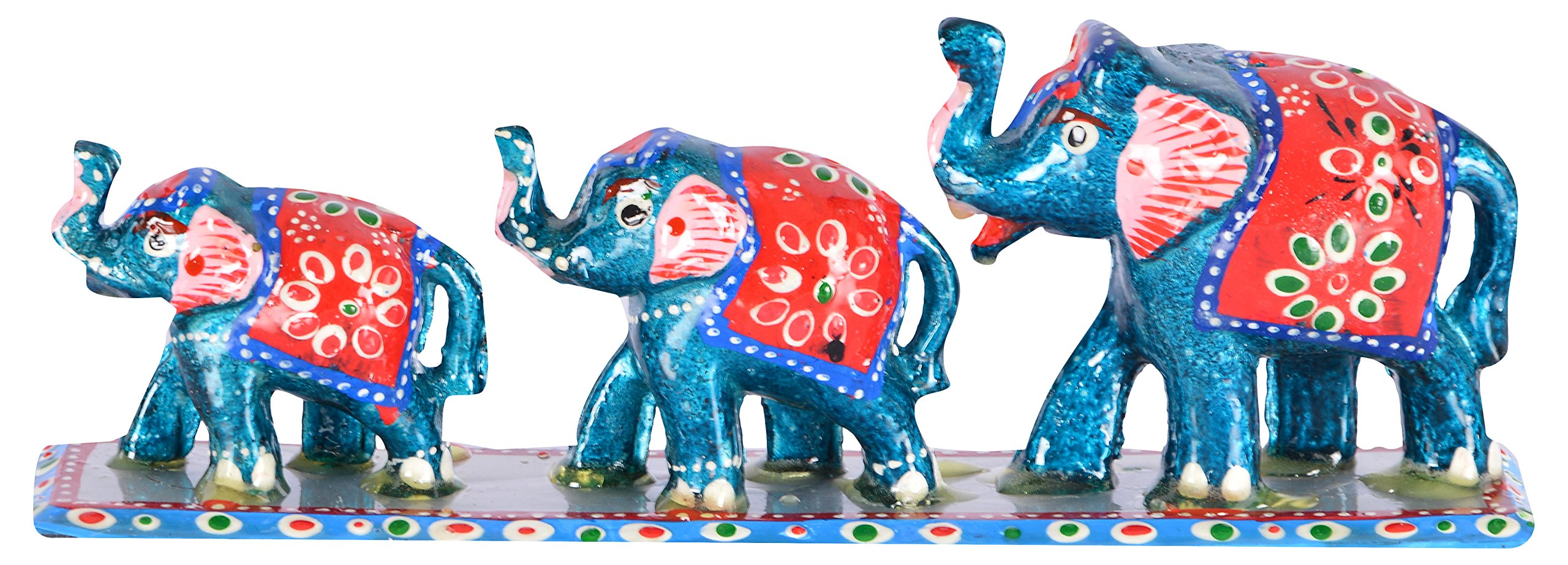 GREENTOUCH CRAFTSPaper Mache Elephant Home Decor Gift Set Showpiece (Blue,)