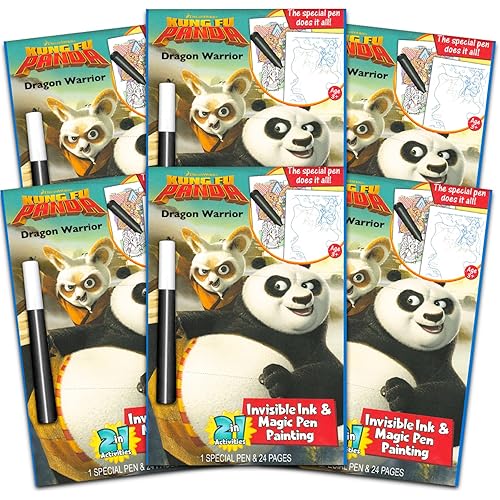 Kung Fu Panda Coloring Books Set - 6 Pc Party Favors Bundle with Kung Fu Panda Activity Books Including Games, Puzzles, and More with Mess-Free Marker (Kung Fu Panda Party Supplies)