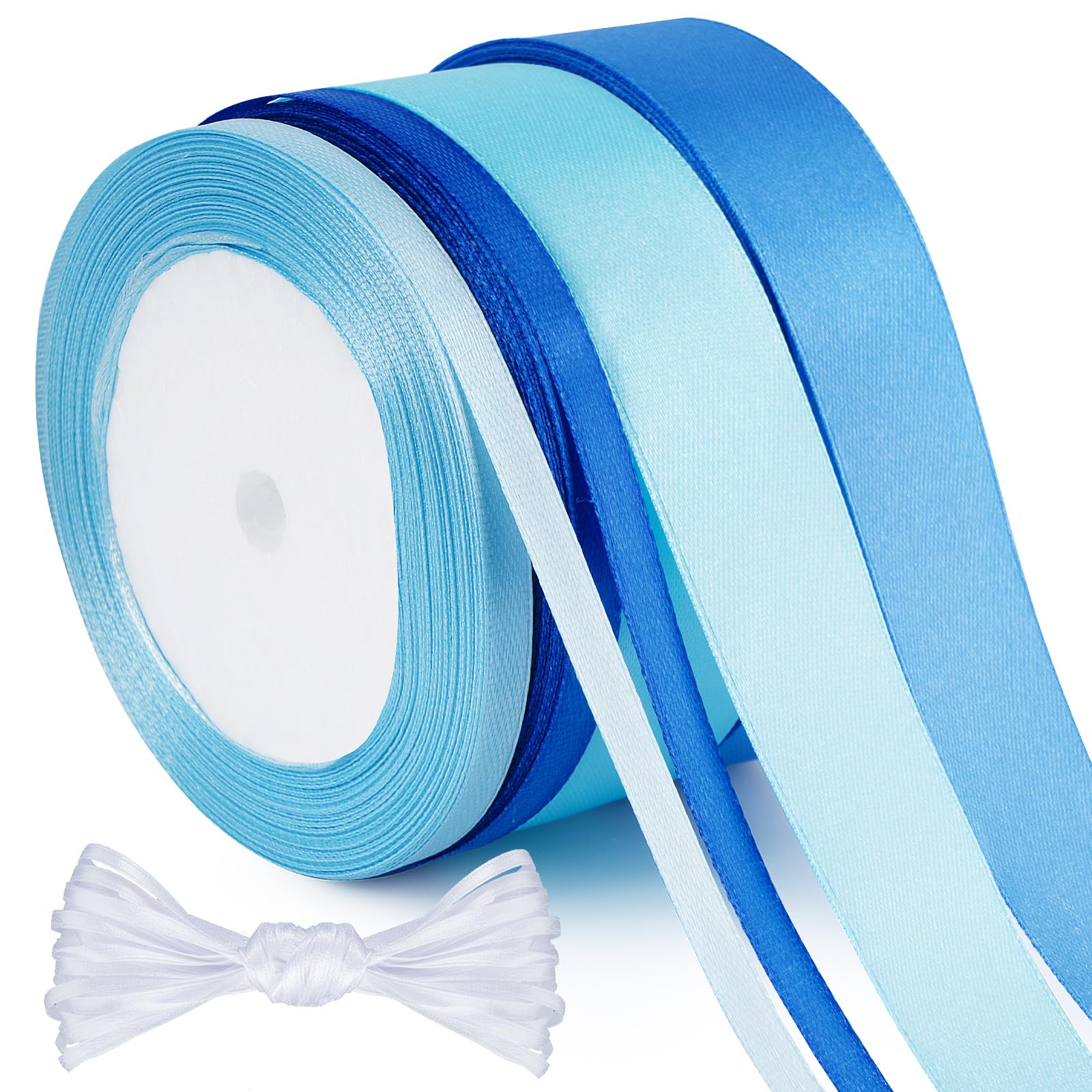 Set Satinband Ukraine-Farben: Gelb & Aquablau, 6 Rollen à 22 M (6,12,25 Mm Breite), 132 M Gesamt