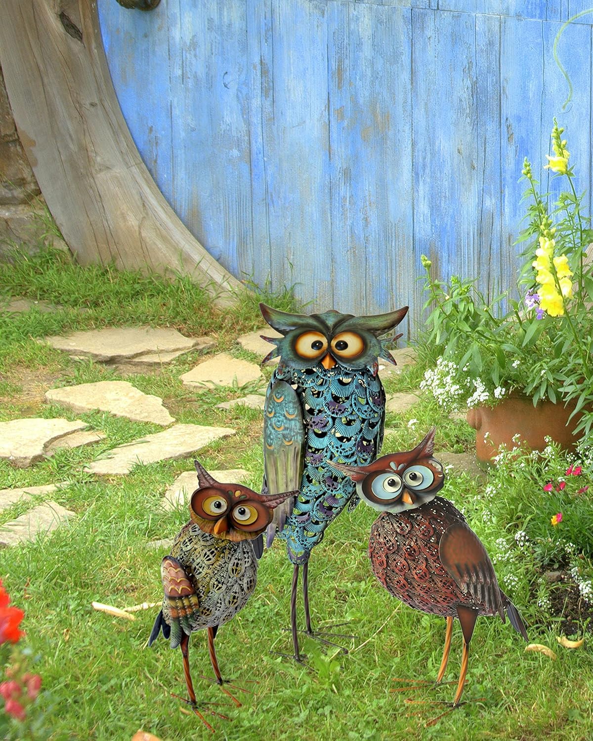 Spoontiques Eulen-Gartenstatue - Bunte Dekofigur Für Draußen & Drinnen, Wetterfest, 16,5-20,3 Cm
