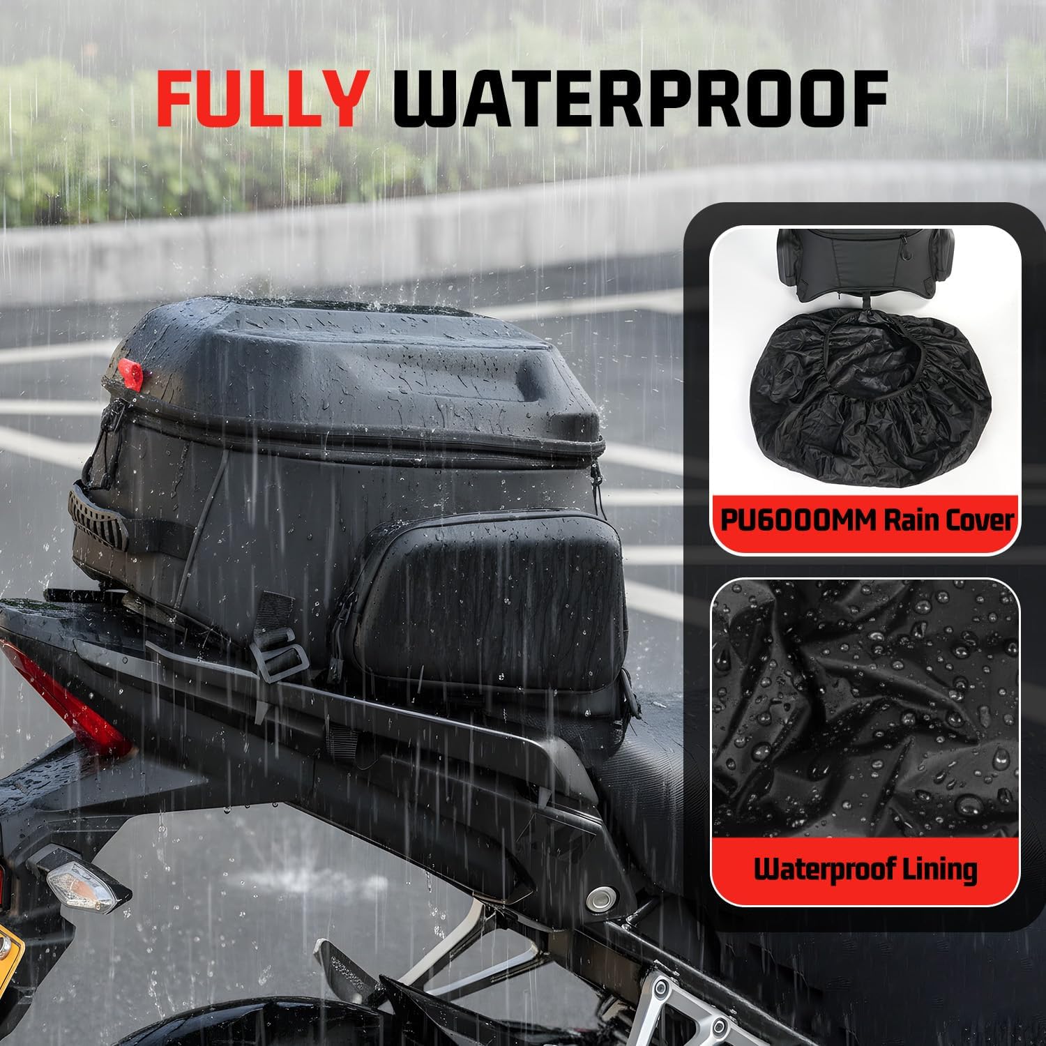 Universal Motorcycle Tail Bag Helmet Storage Trunk Backpack Rear Seat Bags image 5