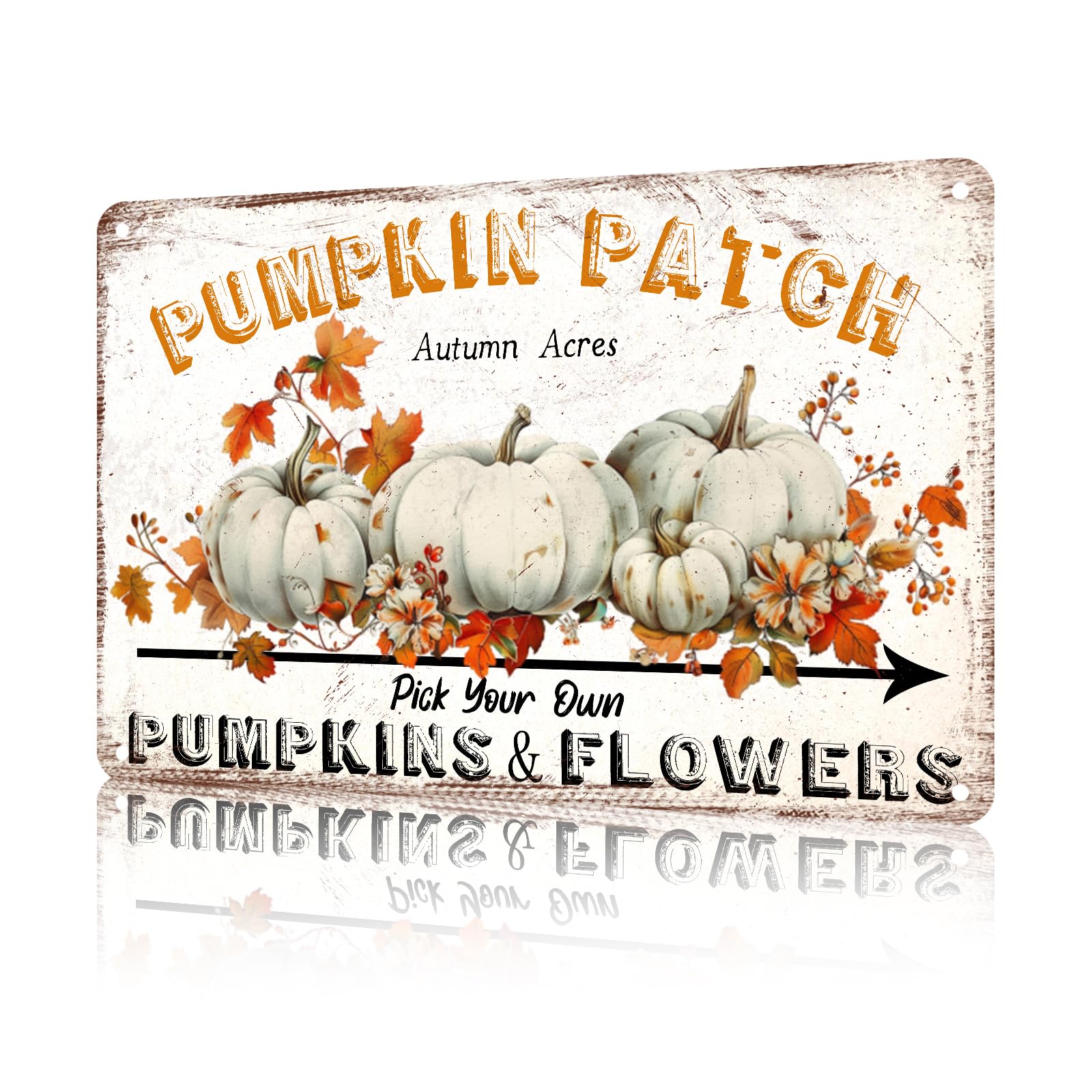 Anceky Aluminum Metal Signs Pumpkins And Flowers Tin Sign for Home Kitchen Retro Decor Yard Garden Outdoor 12×8 Inch