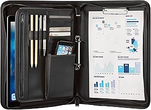 ONVAYA® Konferenzmappe A4 | schwarz | Aktenmappe | Businessmappe | Schreibmappe mit Block | strapazierfähiges Kunstleder | Dokumentenmappe