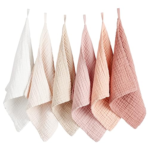 Konssy 6 paquetes de paños faciales, paño suave para lavar la cara, toallas de algodón para la cara para piel sensible, removedor de maquillaje