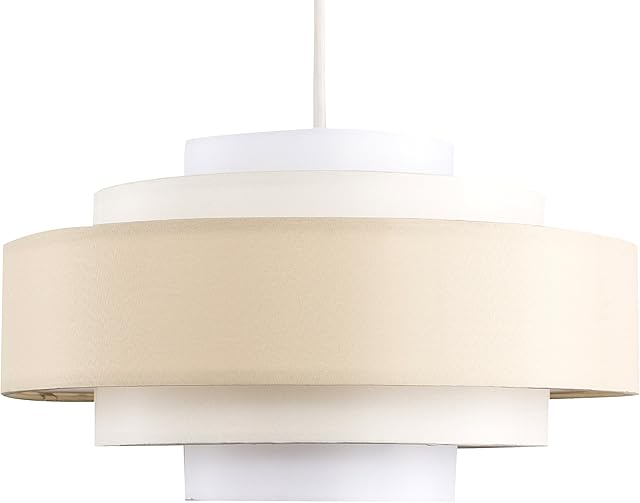 Modern 5 Tier Cylinder Ceiling Pendant Light Shade in a 3 Tone Cream Finish