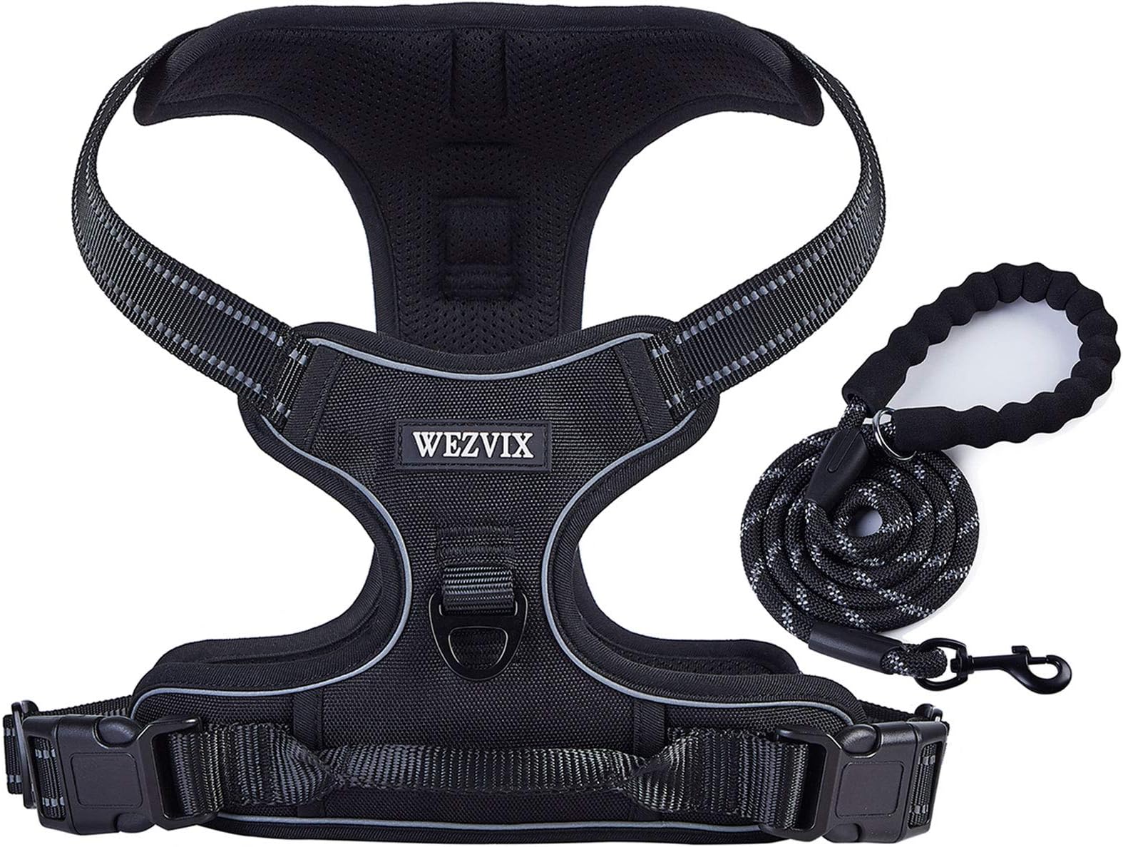 WEZVIX Dog Harness and Leash Set, Pet Harness with Leash Adjustable Outdoor Pet Vest Set Reflective Oxford Material Vest Harness for Small Medium Large Dogs Easy to Control