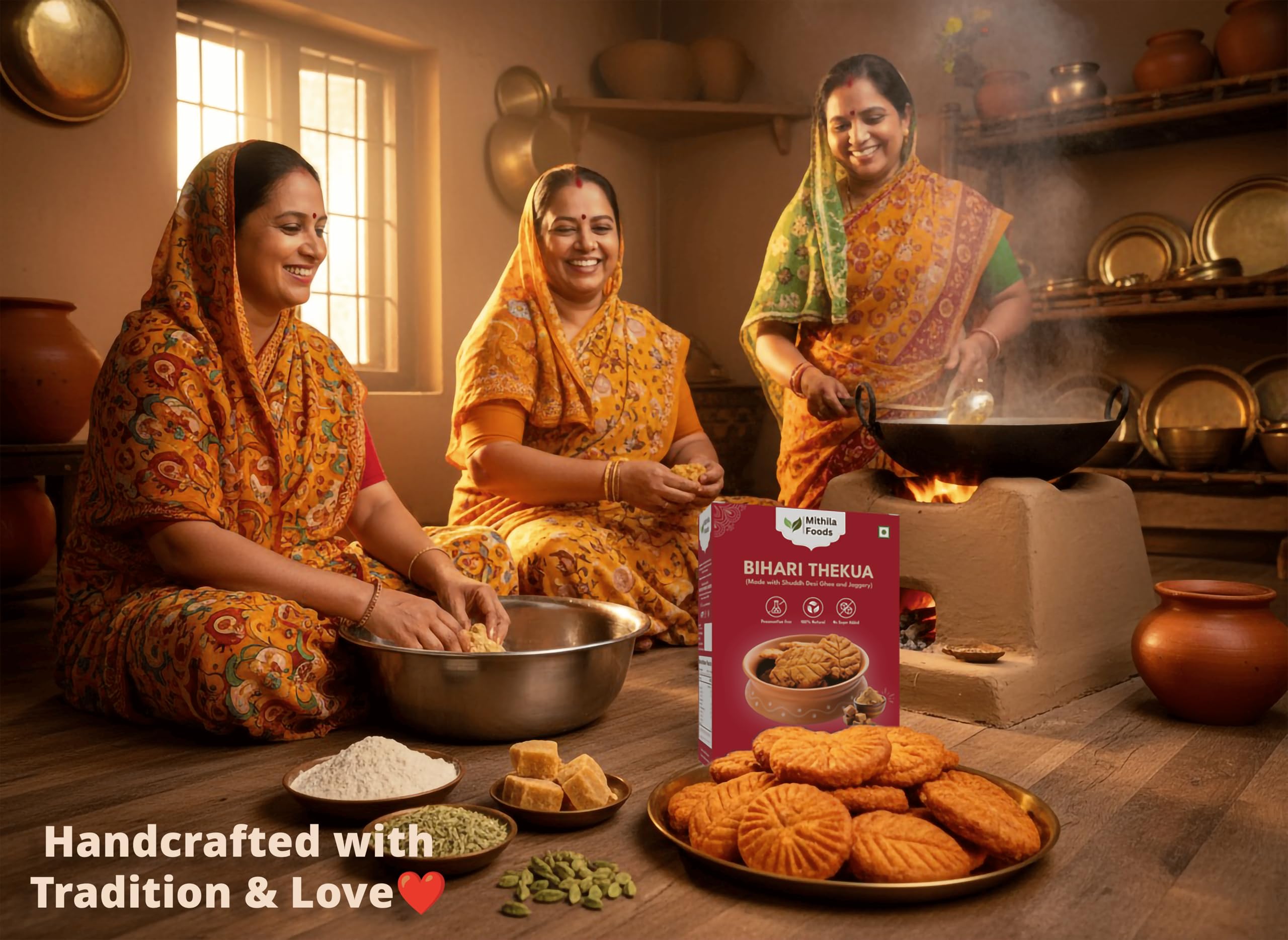 Mithila Foods 350g Thekua with Jaggery & Shuddh Desi Ghee | Traditional Bihari Chhath Puja Prasad | Crispy Whole-Wheat Cookies | Homemade Energy Snack, No Preservatives | Authentic Flavor From Bihar - Image 4 thumbnail