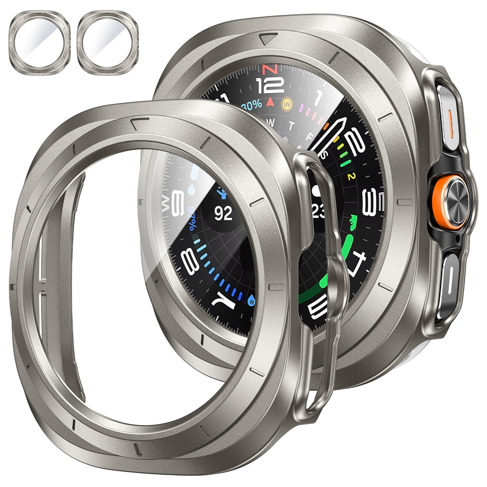 Tensea 2Pack for Samsung Galaxy Watch Ultra 2025 Galaxy Watch 7 Ultra 2024 Screen Protector Case 47mm Accessories