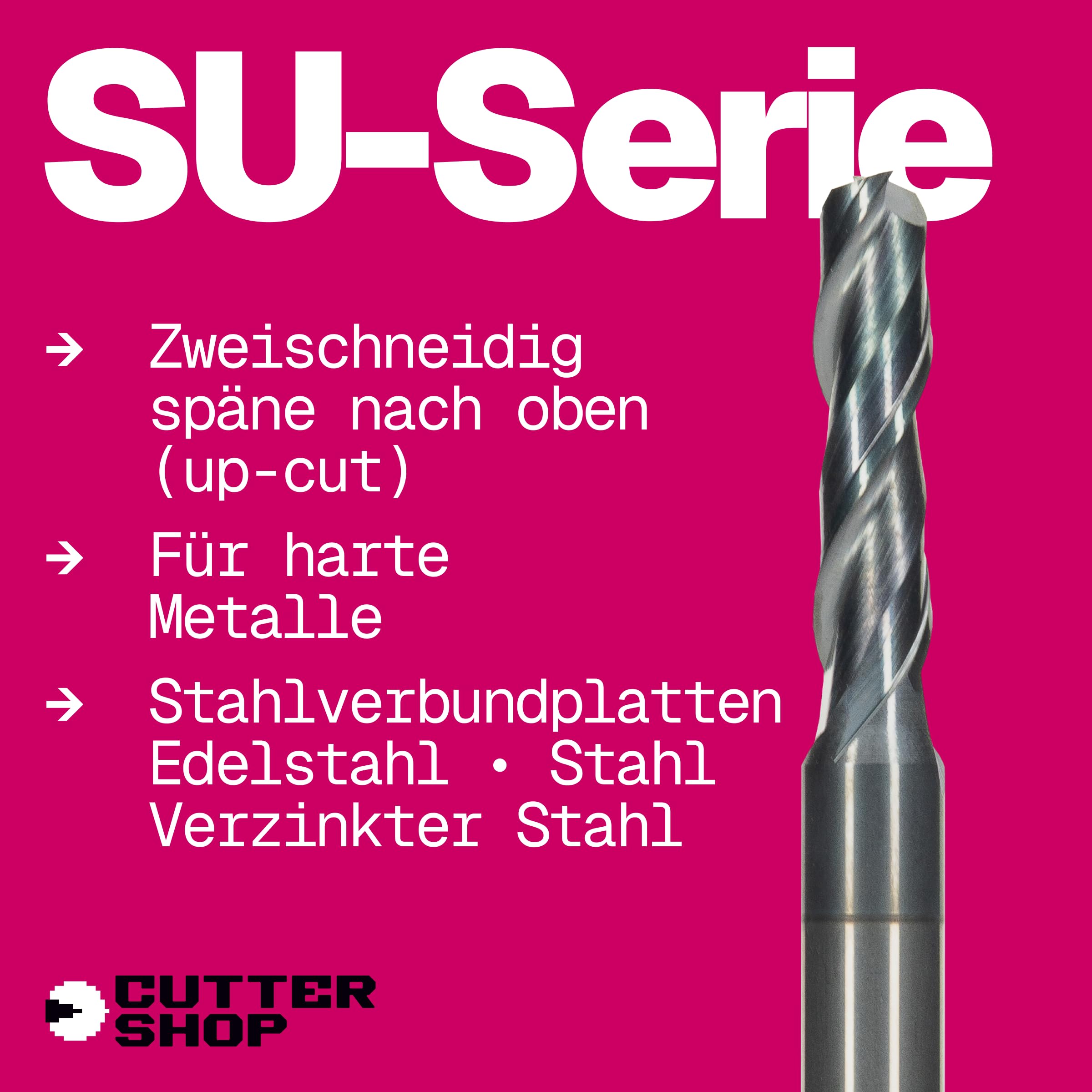 Frez CNC do stali i stali nierdzewnej – Up-Cut, dwuostrzowy, powłoka TiAlN, HRC65 | Seria SU – D3.0x6.0xL12/75