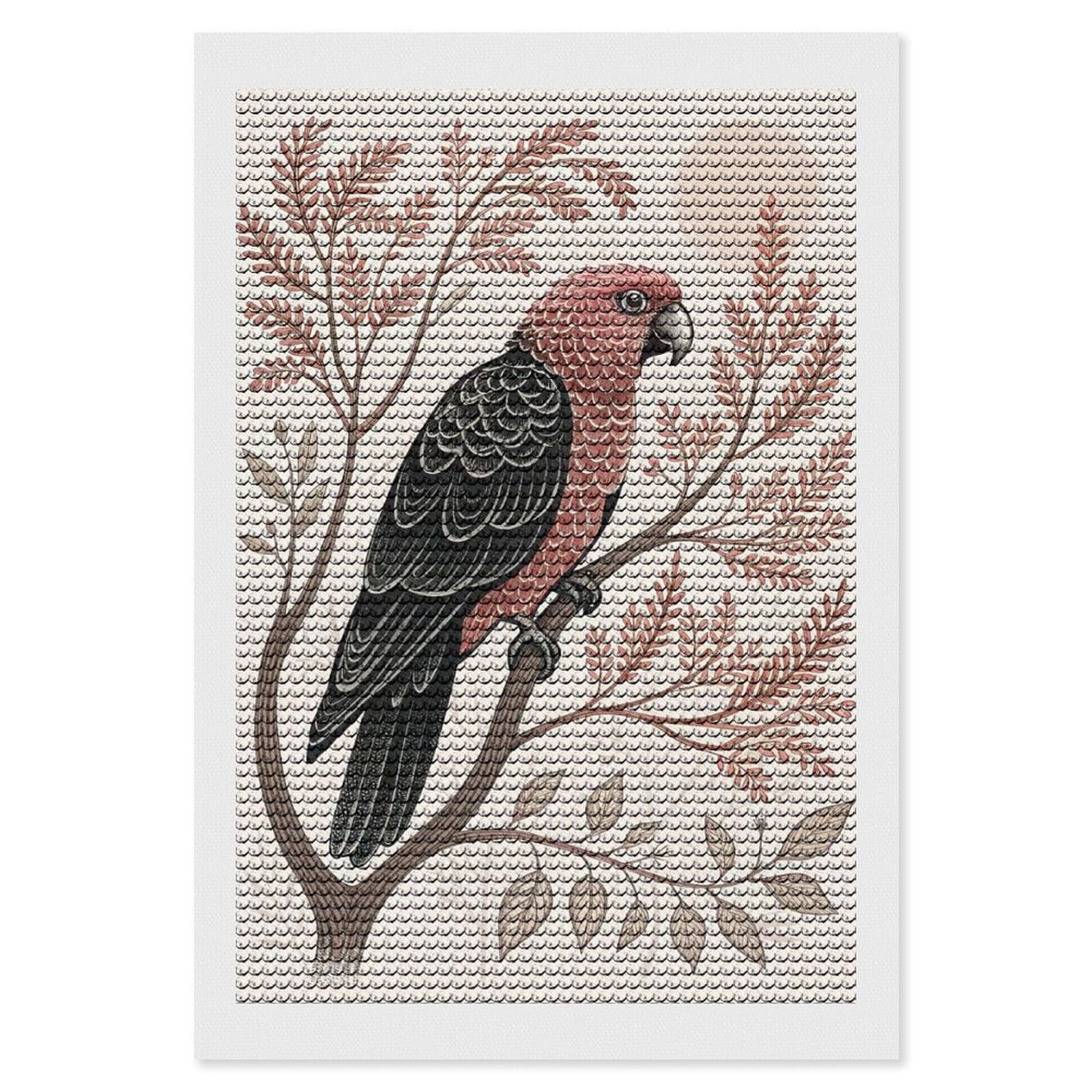 Junmoney Galah Parrot on A Branch Diamond Painting Canvas Set 8"x12", for Women, Pleasing Wall Art Project, Aesthetic Room Decor, Gift Idea