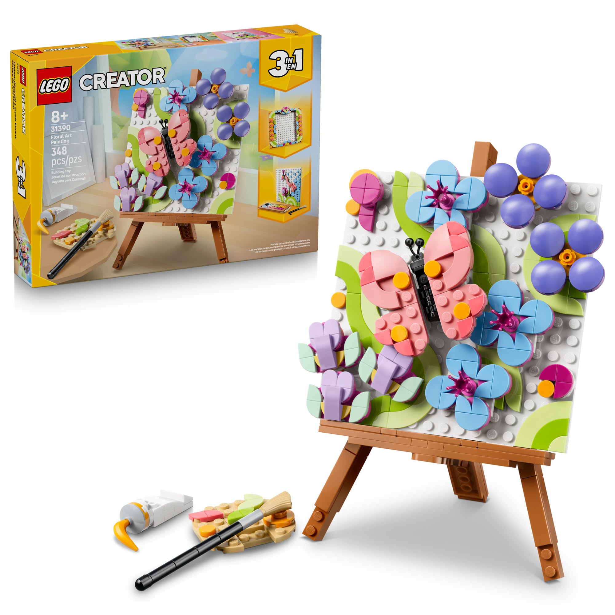 Creator 3 in 1 Floral Art Decor Painting 31390 | Birthday Gifts for Girls & Boys, Building Toy, Ages 8+, 3 Building Options, Bedroom or Desk Decor, 348 pieces
