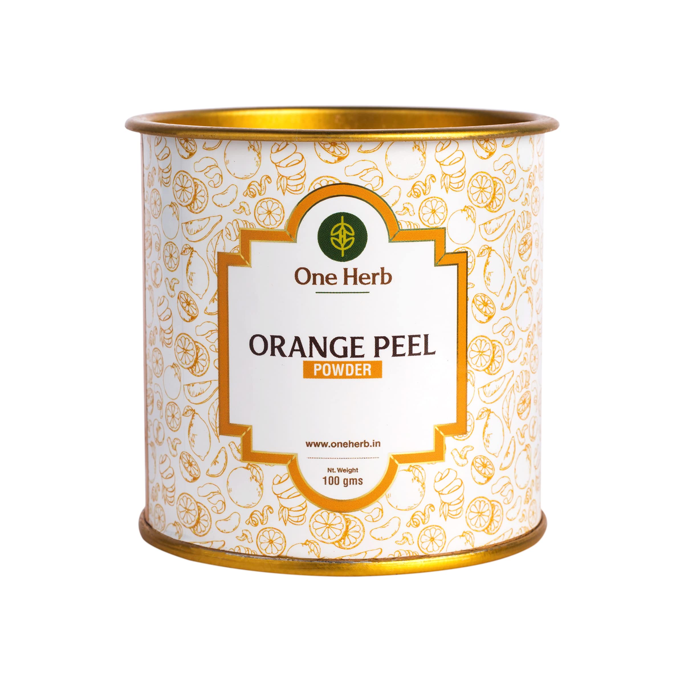 One Herb - Orange Peel Powder 100g, for Glowing Skin, Lightens Skin Tone, Lustrous Hair, Helps Remove Tan, For Application Only.