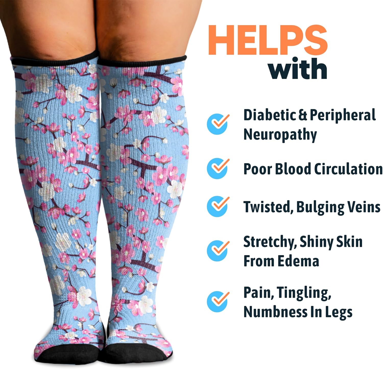 Viasox 3 Pack Compression Socks Women & Men, Circulation Support, 12-15mmHg Neuropathy, Flower Power, XL - Image 6
