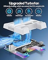 Vista 4 de Soporte de refrigeración para PS5/Slim/Pro Disc y consola digital, estación de refrigeración PS5 con estación de carga de controlador dual