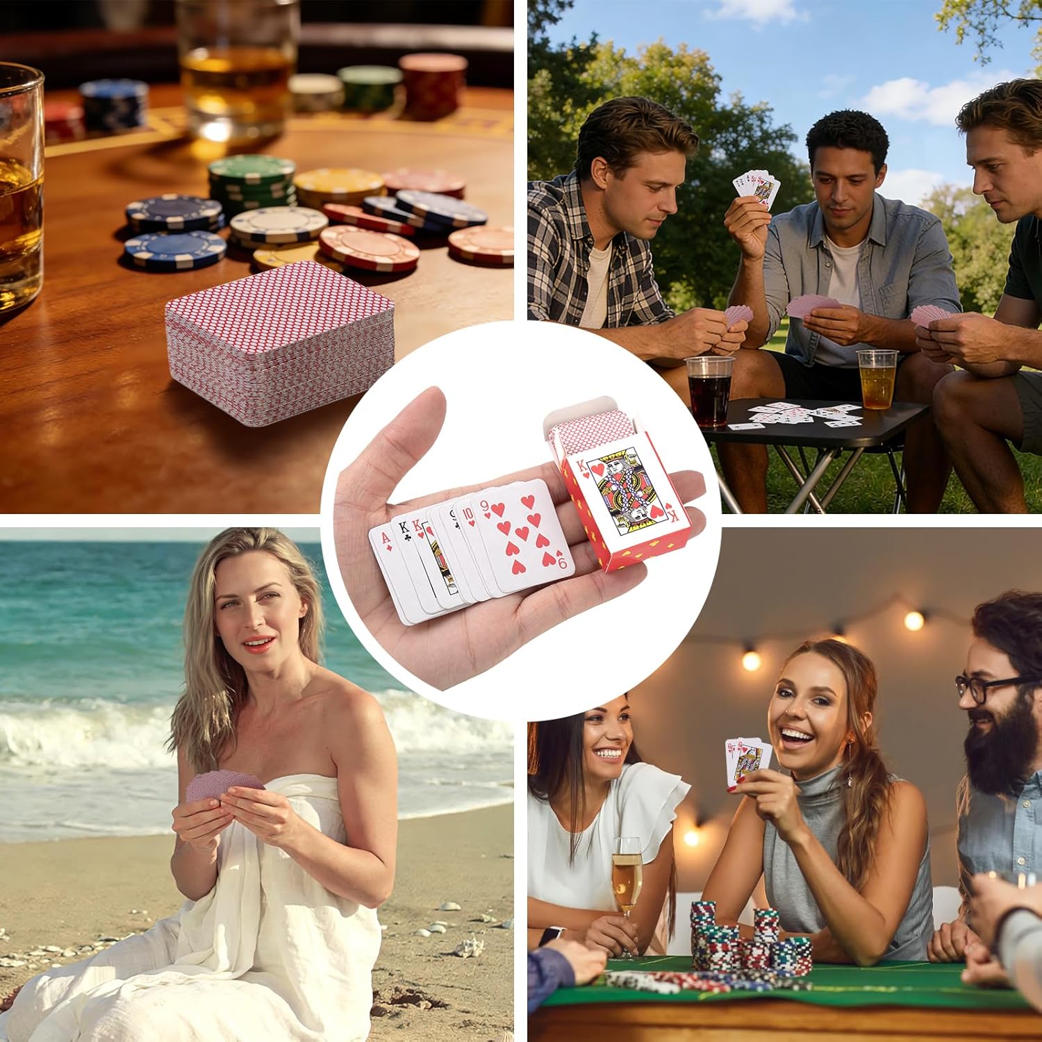 3 Pack Playing Cards, Fun & Portable Mini Playing Cards 1.5x1.1 Inch, Cute & Durable Small Deck of Cards for Game Nights, Camping, Parties, and On-the-Go Entertainment