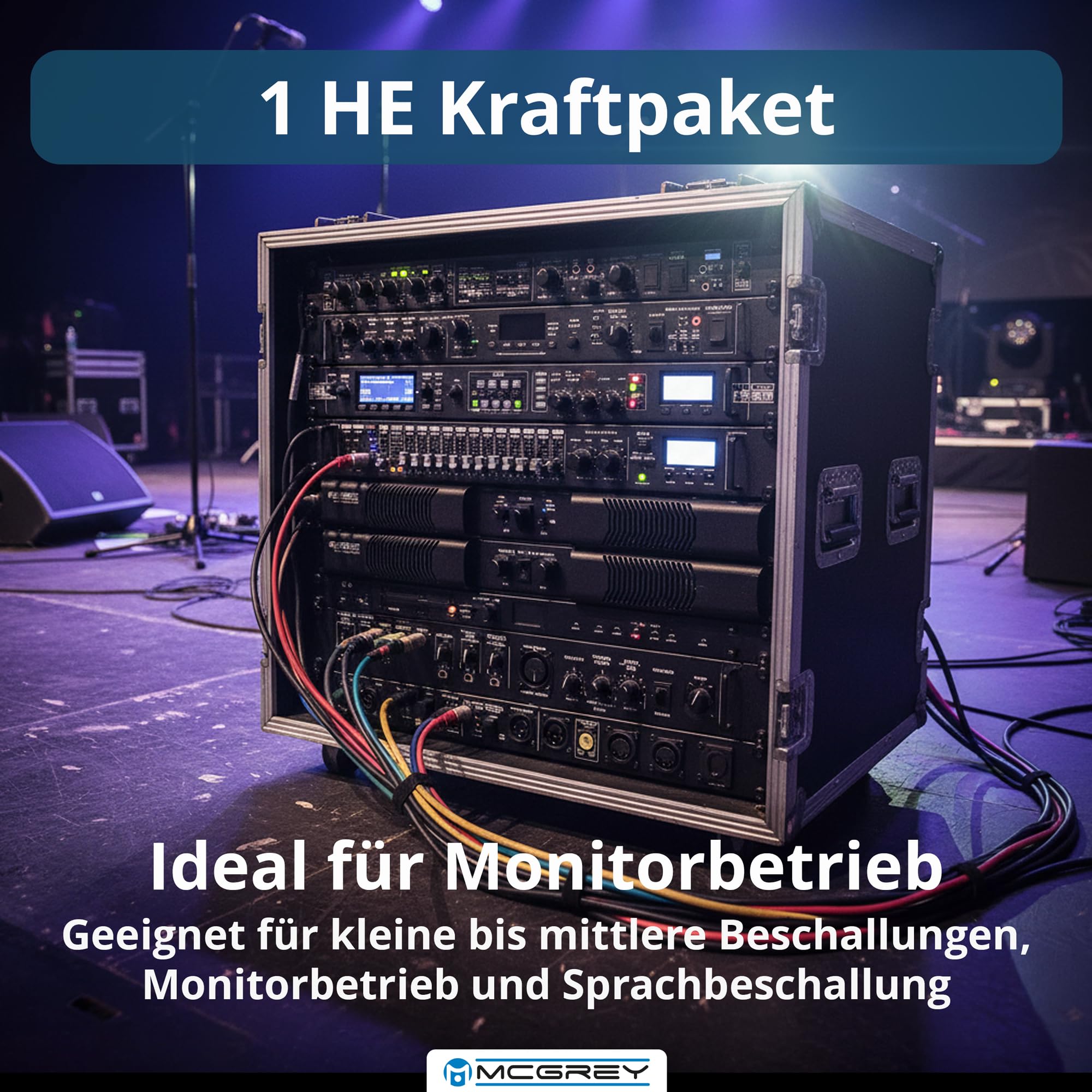 McGrey PA-4502 Amplificatore 1U 2x450W Class-D, 2 canali, XLR/Speakon, protezioni, compatibile rack 19", leggero 2,8 kg — per band, DJ, eventi e installazioni fisse