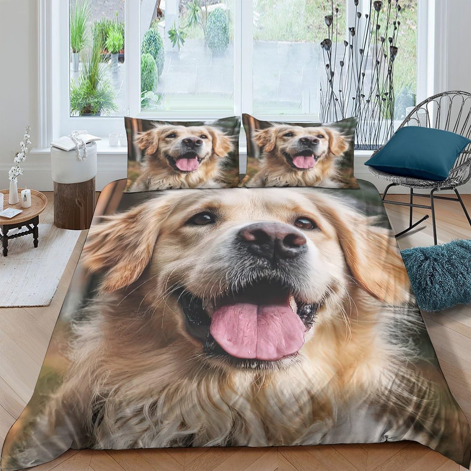 Ctjqhvkz Style-7 3D Printed Golden Retriever Fitted Sheet Microfiber Soft Breathable Dog Bed Cover For Bedroom Guest Room Decor Single（135X200cm）