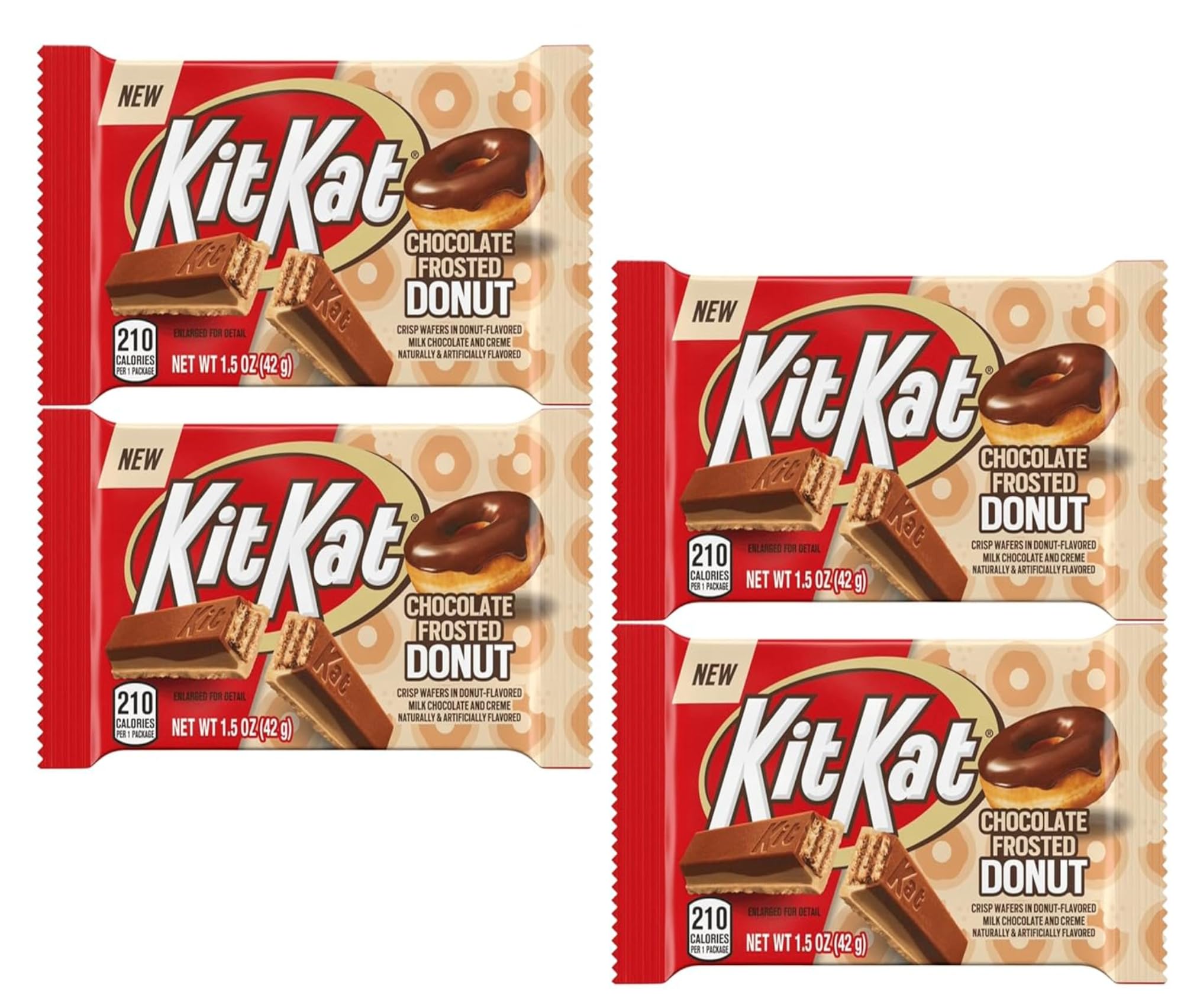 Smiling SweetsKit Kat Chocolate Frosted Donut, Delicious Combination of Classic Chocolate with a Frosted Donut Twist, Break Apart and Share with Others (Pack of 4)