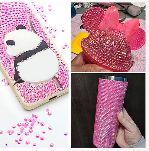 Miniatura 5 de 18000 diamantes de imitación de color rosa intenso para manualidades con pegamento adhesivo B7000, diamantes de imitación de resina con parte