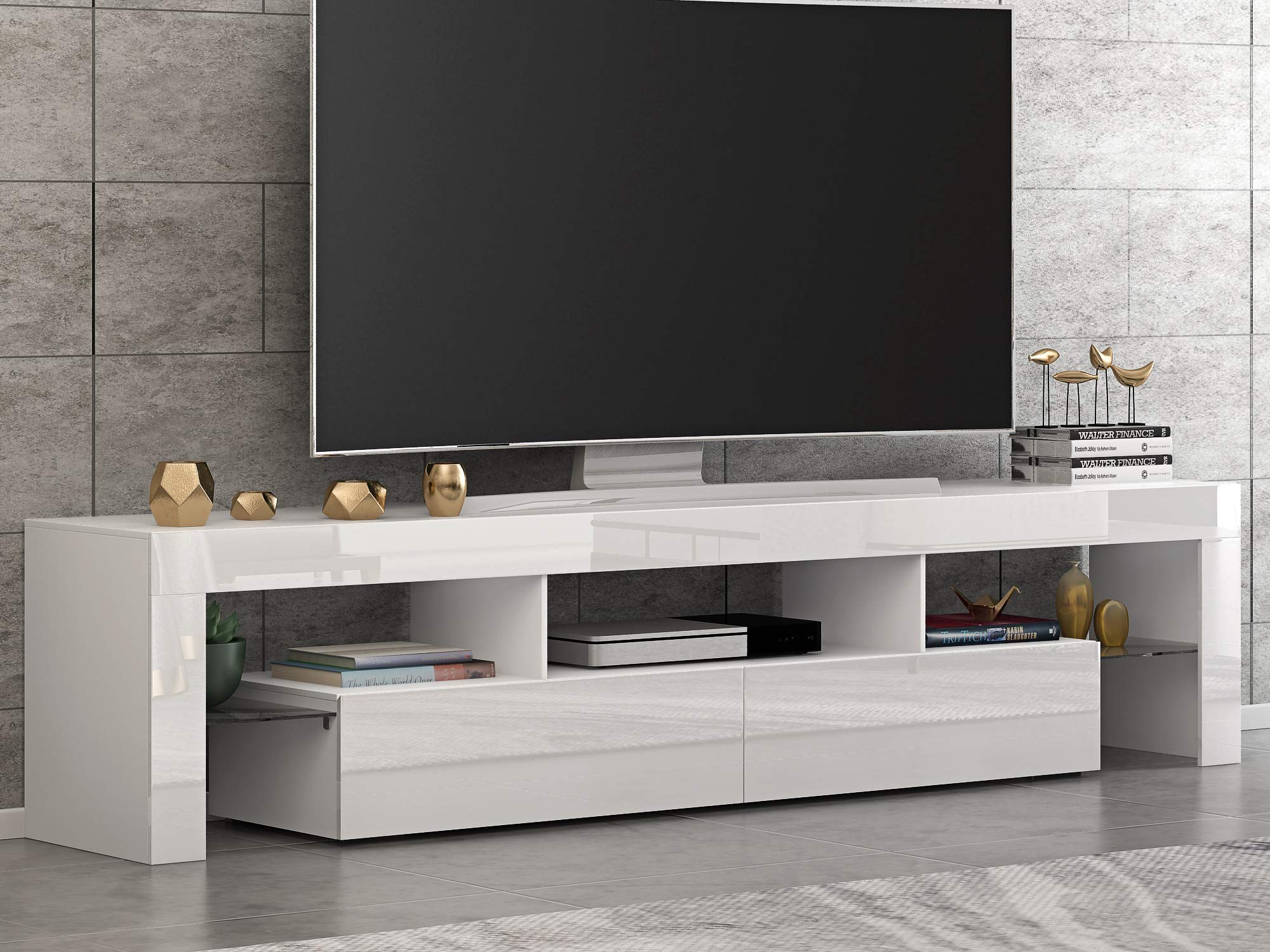 PananaHome Modern TV Stand Unit with Multicolour LED Lights