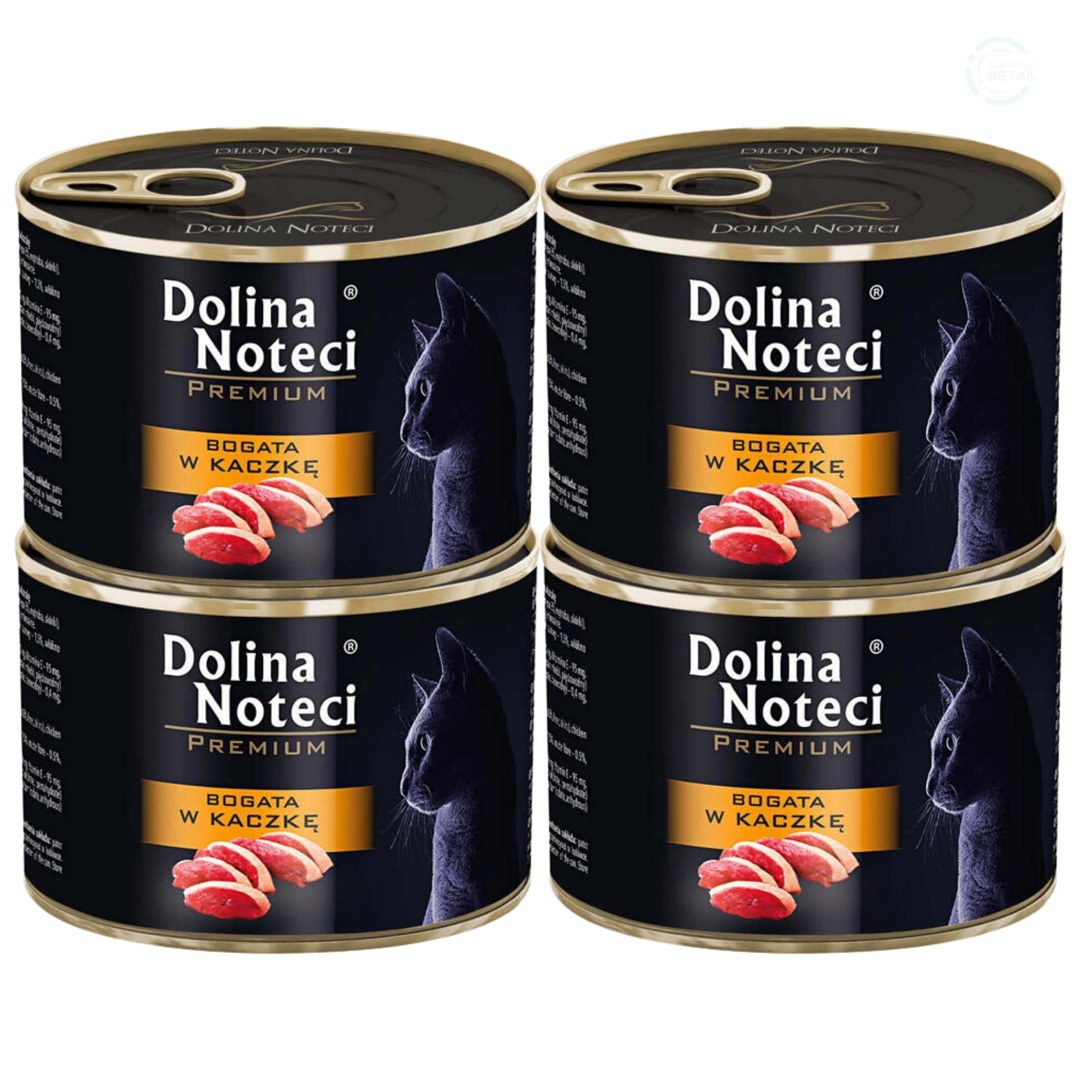 Dolina Noteci Premium Moist & Juicy Wholesome Grain-Free Cat Food - Natural Meat Recipes Enriched with Vitamins & Minerals for Happy, Healthy Cats! (Duck, 4x185g)