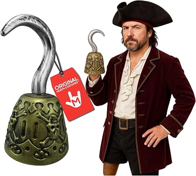Nicky Bigs Novelties Morph Captain Pirate Hook Costume Accessory Plastic Handheld Prop, Gold Silver, One Size